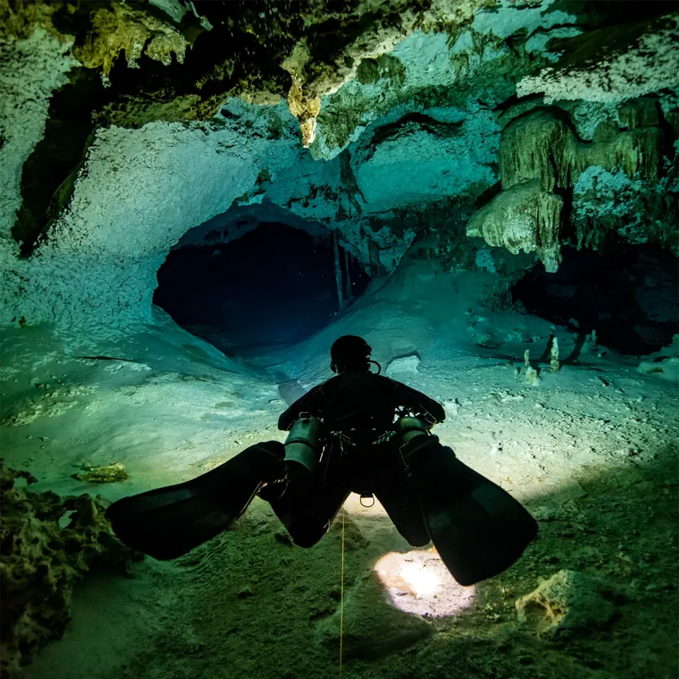 Scuba diving at Cenote Dos Ojos