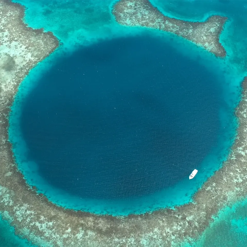 Aerial view of the Great Blue Hole, Belize