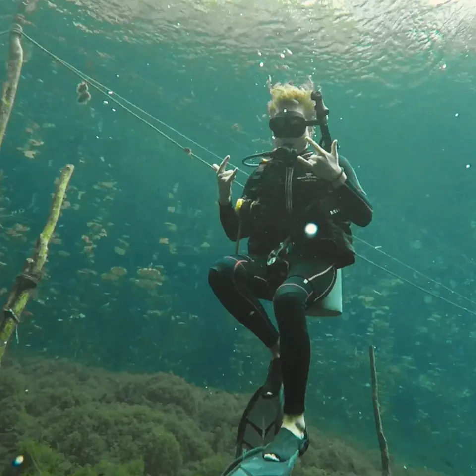 Scuba diving at Cenote Car Wash
